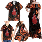 Australia Indigenous Leukemia Awareness Family Matching Off Shoulder Maxi Dress and Hawaiian Shirt Aboriginal Dot Arts - Aussie Hoodie