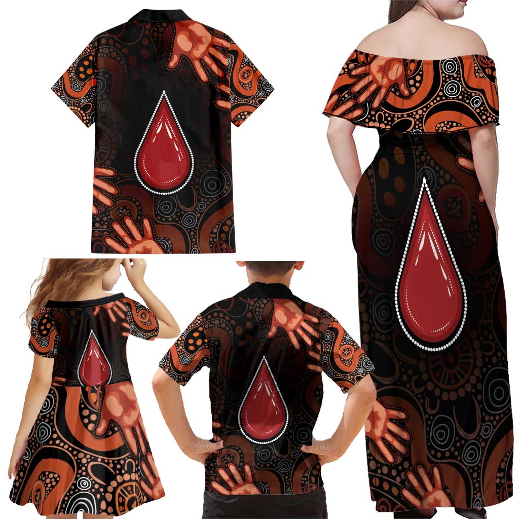 Australia Indigenous Leukemia Awareness Family Matching Off Shoulder Maxi Dress and Hawaiian Shirt Aboriginal Dot Arts - Aussie Hoodie