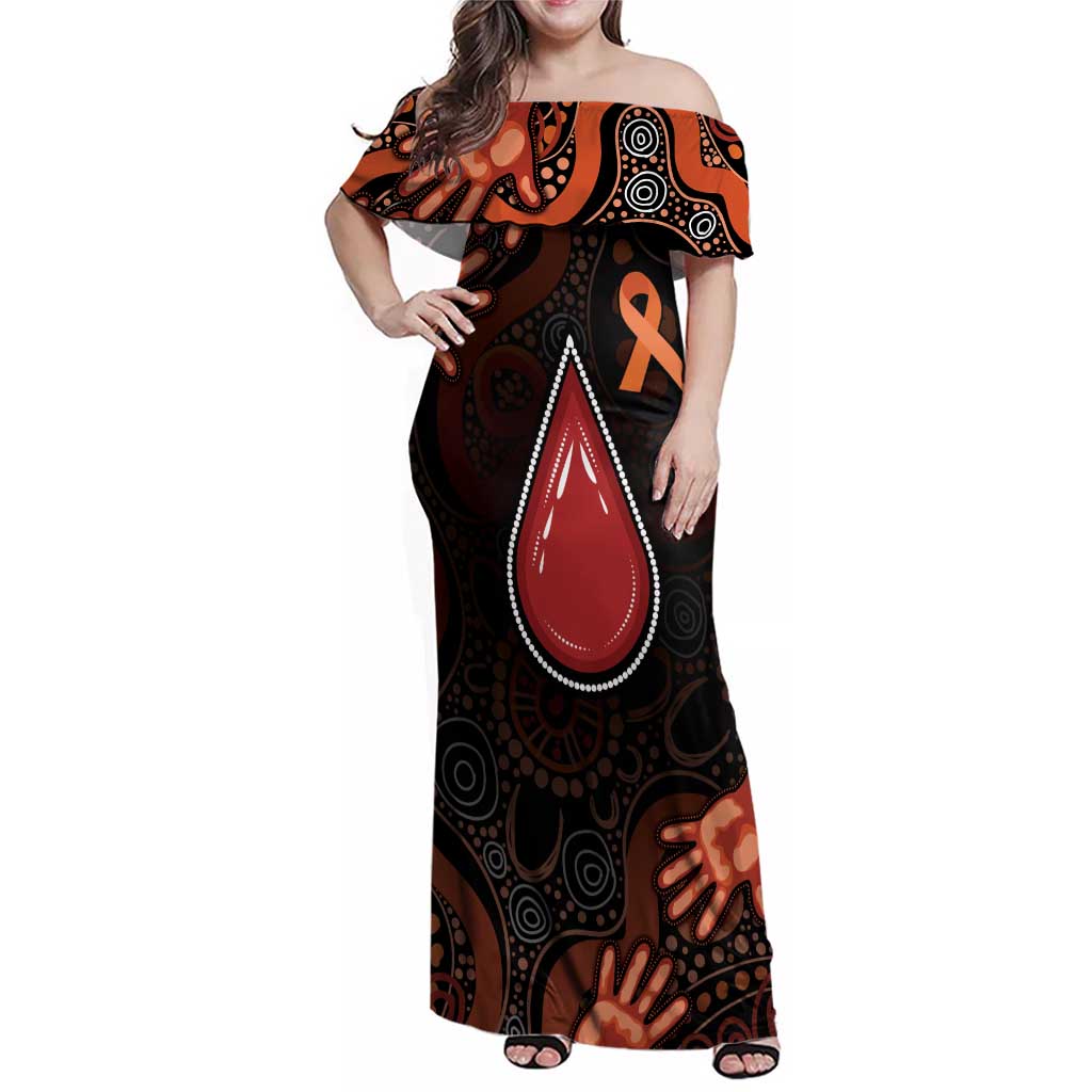 Australia Indigenous Leukemia Awareness Family Matching Off Shoulder Maxi Dress and Hawaiian Shirt Aboriginal Dot Arts - Aussie Hoodie