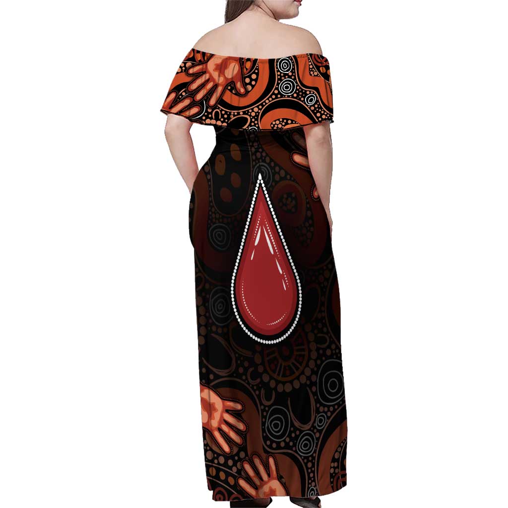 Australia Indigenous Leukemia Awareness Family Matching Off Shoulder Maxi Dress and Hawaiian Shirt Aboriginal Dot Arts - Aussie Hoodie