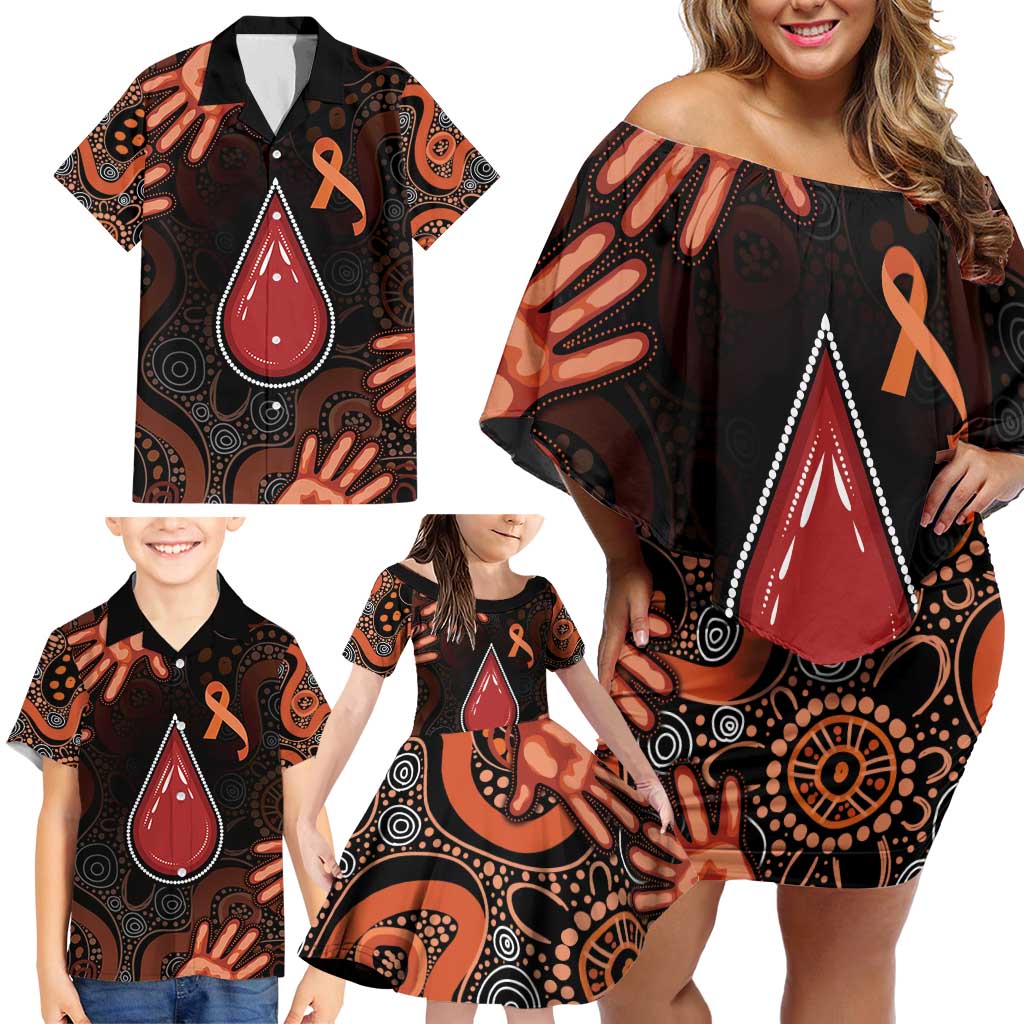 Australia Indigenous Leukemia Awareness Family Matching Off Shoulder Short Dress and Hawaiian Shirt Aboriginal Dot Arts - Aussie Hoodie