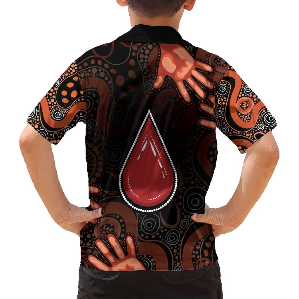 Australia Indigenous Leukemia Awareness Family Matching Off Shoulder Short Dress and Hawaiian Shirt Aboriginal Dot Arts - Aussie Hoodie