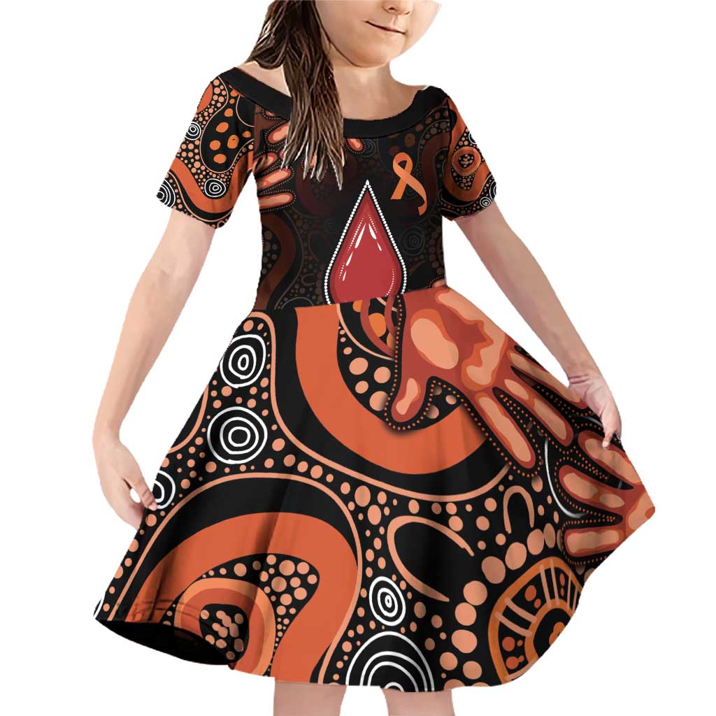 Australia Indigenous Leukemia Awareness Family Matching Off Shoulder Short Dress and Hawaiian Shirt Aboriginal Dot Arts - Aussie Hoodie