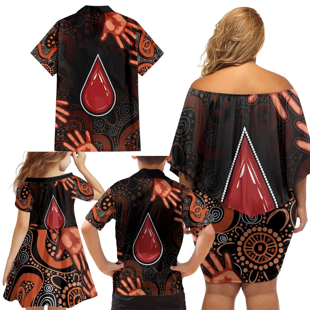 Australia Indigenous Leukemia Awareness Family Matching Off Shoulder Short Dress and Hawaiian Shirt Aboriginal Dot Arts - Aussie Hoodie