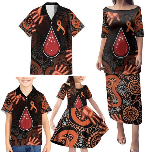 Australia Indigenous Leukemia Awareness Family Matching Puletasi and Hawaiian Shirt Aboriginal Dot Arts - Aussie Hoodie