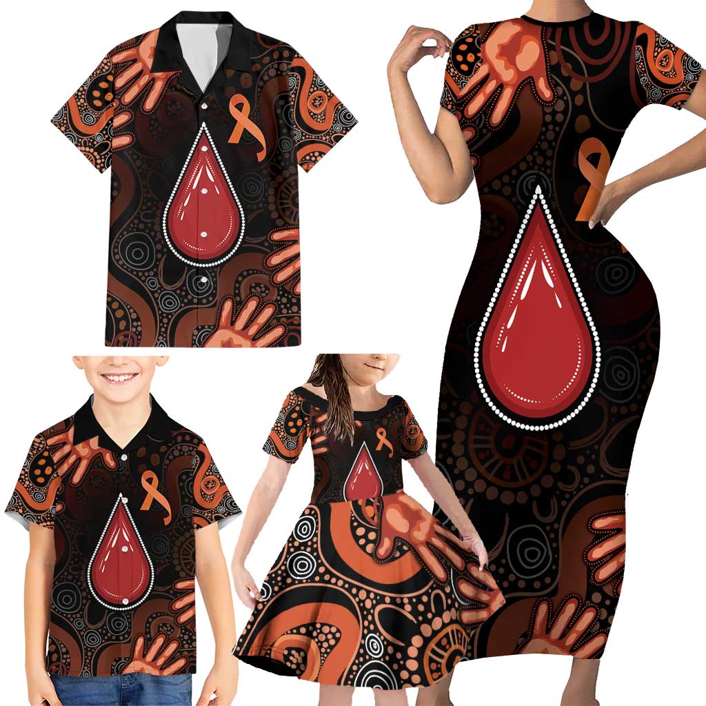 Australia Indigenous Leukemia Awareness Family Matching Short Sleeve Bodycon Dress and Hawaiian Shirt Aboriginal Dot Arts - Aussie Hoodie