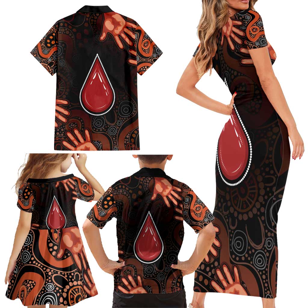 Australia Indigenous Leukemia Awareness Family Matching Short Sleeve Bodycon Dress and Hawaiian Shirt Aboriginal Dot Arts - Aussie Hoodie