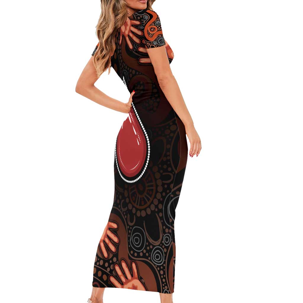 Australia Indigenous Leukemia Awareness Family Matching Short Sleeve Bodycon Dress and Hawaiian Shirt Aboriginal Dot Arts - Aussie Hoodie