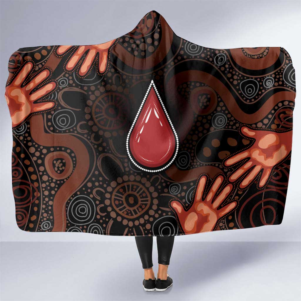 Australia Indigenous Leukemia Awareness Hooded Blanket Aboriginal Dot Arts - Aussie Hoodie