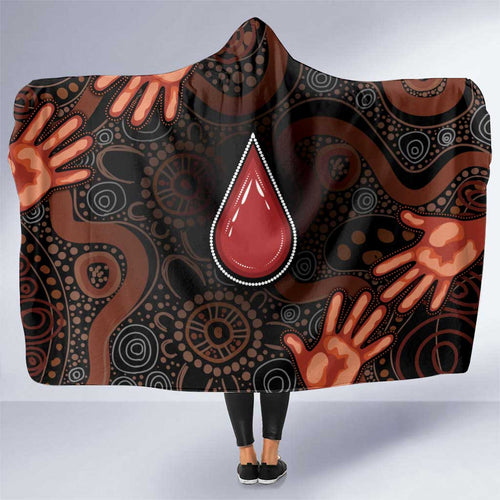 Australia Indigenous Leukemia Awareness Hooded Blanket Aboriginal Dot Arts - Aussie Hoodie