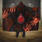 Australia Indigenous Leukemia Awareness Hooded Blanket Aboriginal Dot Arts - Aussie Hoodie