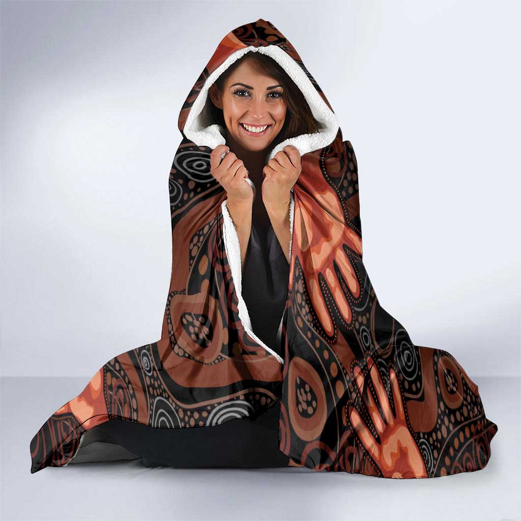 Australia Indigenous Leukemia Awareness Hooded Blanket Aboriginal Dot Arts - Aussie Hoodie