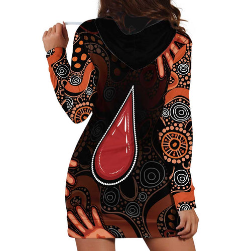 Australia Indigenous Leukemia Awareness Hoodie Dress Aboriginal Dot Arts - Aussie Hoodie