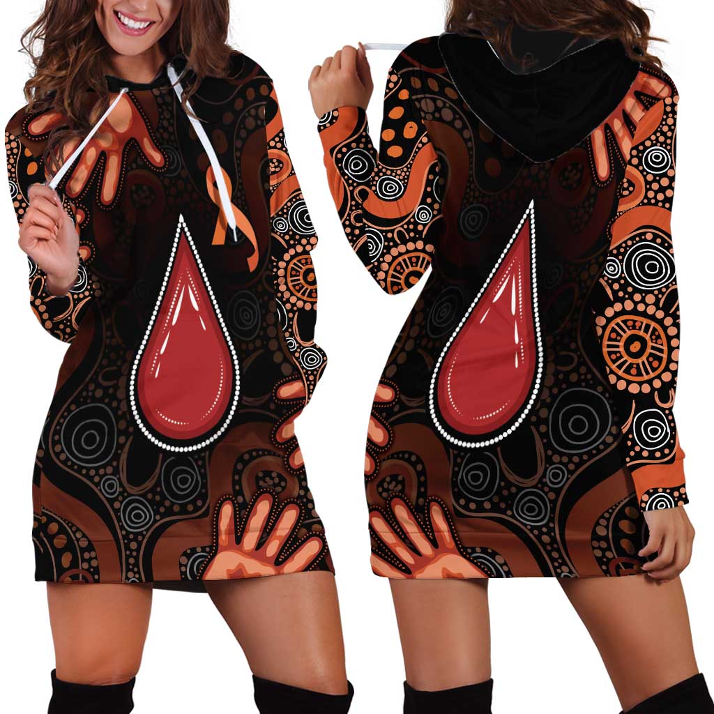 Australia Indigenous Leukemia Awareness Hoodie Dress Aboriginal Dot Arts - Aussie Hoodie