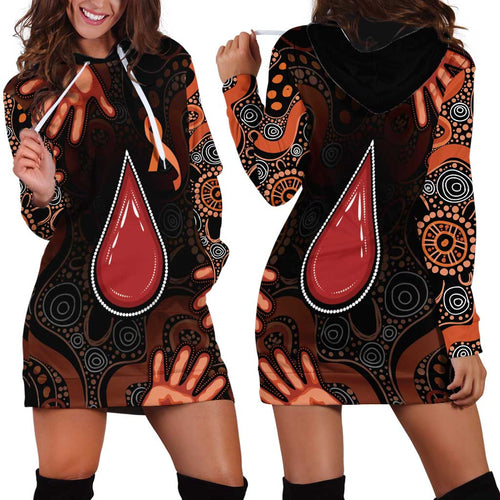 Australia Indigenous Leukemia Awareness Hoodie Dress Aboriginal Dot Arts - Aussie Hoodie