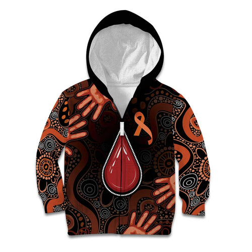 Australia Indigenous Leukemia Awareness Kid Hoodie Aboriginal Dot Arts - Aussie Hoodie
