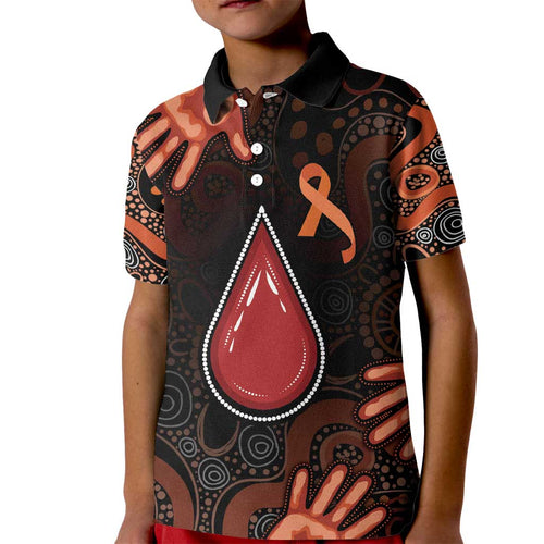Australia Indigenous Leukemia Awareness Kid Polo Shirt Aboriginal Dot Arts - Aussie Hoodie