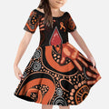 Australia Indigenous Leukemia Awareness Kid Short Sleeve Dress Aboriginal Dot Arts - Aussie Hoodie