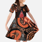 Australia Indigenous Leukemia Awareness Kid Short Sleeve Dress Aboriginal Dot Arts - Aussie Hoodie