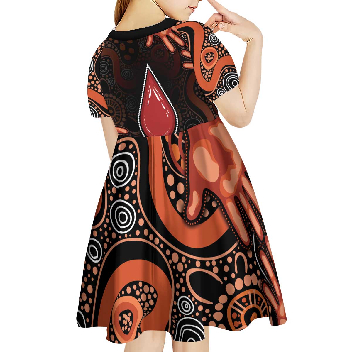 Australia Indigenous Leukemia Awareness Kid Short Sleeve Dress Aboriginal Dot Arts - Aussie Hoodie