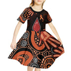 Australia Indigenous Leukemia Awareness Kid Short Sleeve Dress Aboriginal Dot Arts - Aussie Hoodie