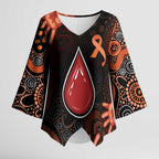 Australia Indigenous Leukemia Awareness Kimono Sleeve Blouse Aboriginal Dot Arts - Aussie Hoodie