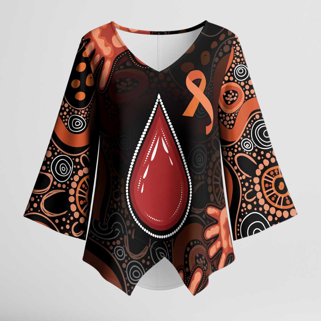 Australia Indigenous Leukemia Awareness Kimono Sleeve Blouse Aboriginal Dot Arts - Aussie Hoodie