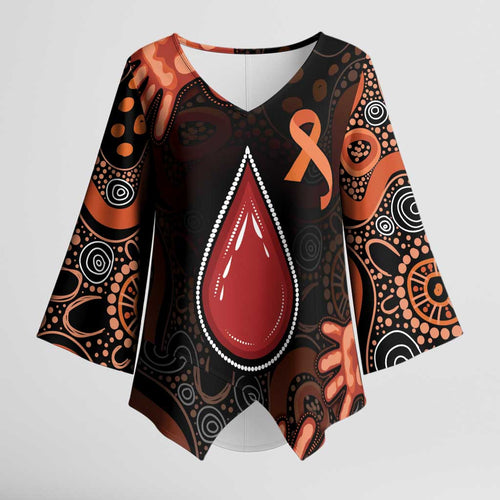 Australia Indigenous Leukemia Awareness Kimono Sleeve Blouse Aboriginal Dot Arts - Aussie Hoodie
