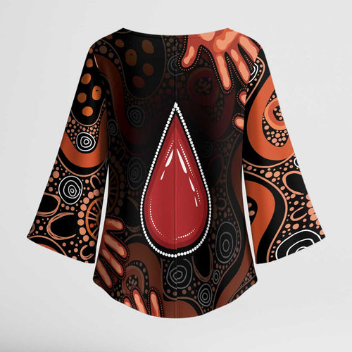 Australia Indigenous Leukemia Awareness Kimono Sleeve Blouse Aboriginal Dot Arts - Aussie Hoodie