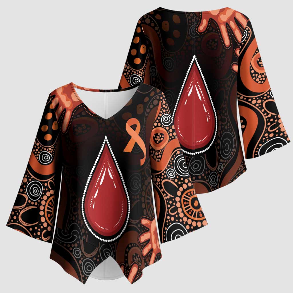 Australia Indigenous Leukemia Awareness Kimono Sleeve Blouse Aboriginal Dot Arts - Aussie Hoodie