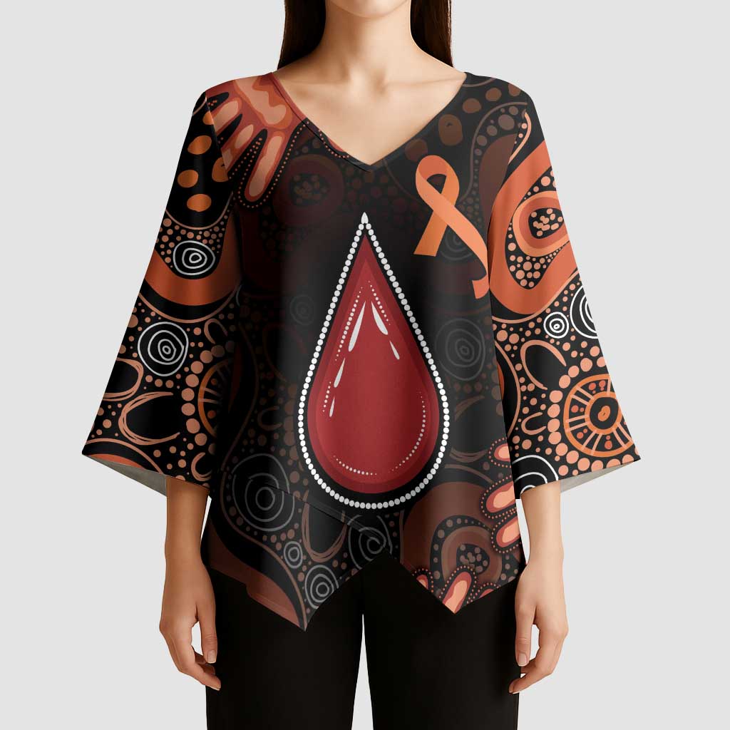 Australia Indigenous Leukemia Awareness Kimono Sleeve Blouse Aboriginal Dot Arts - Aussie Hoodie