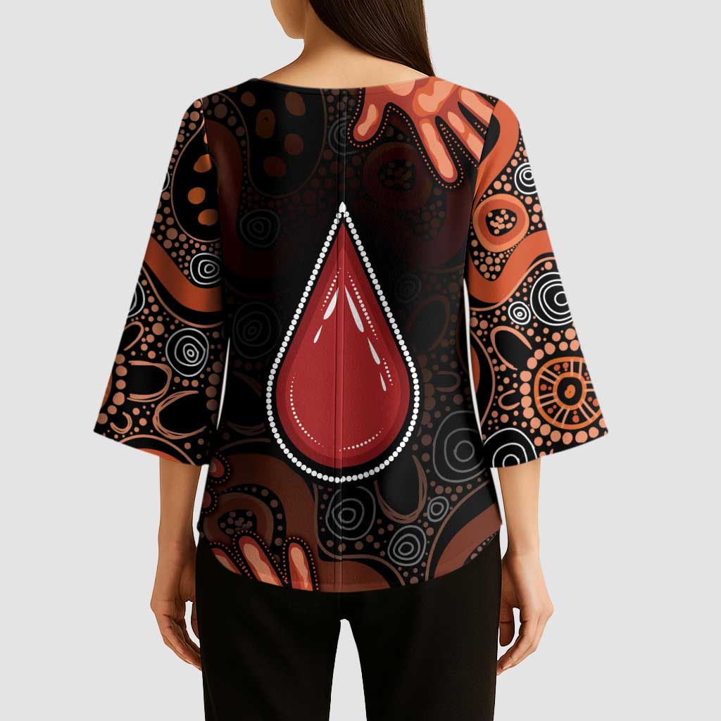 Australia Indigenous Leukemia Awareness Kimono Sleeve Blouse Aboriginal Dot Arts - Aussie Hoodie