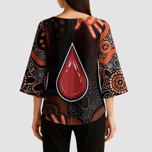 Australia Indigenous Leukemia Awareness Kimono Sleeve Blouse Aboriginal Dot Arts - Aussie Hoodie