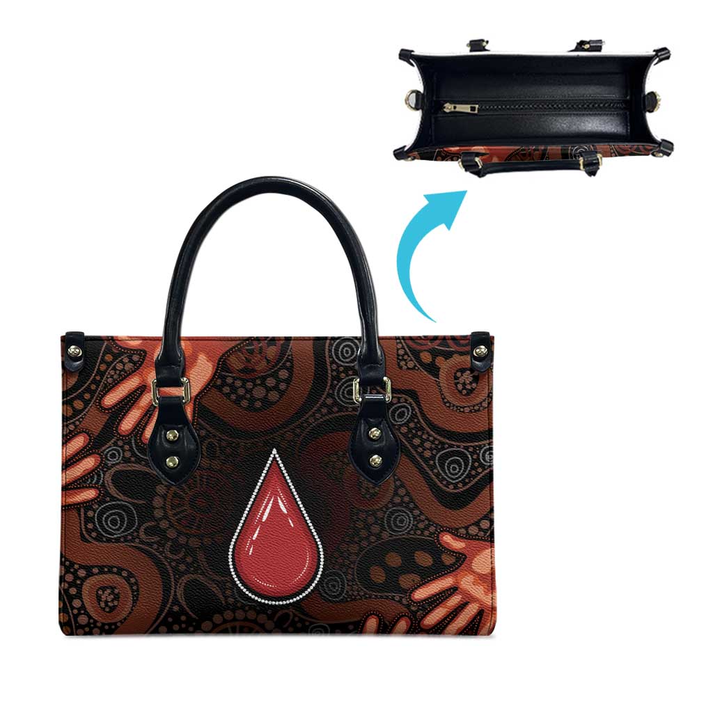 Australia Indigenous Leukemia Awareness Leather Bag Aboriginal Dot Arts - Aussie Hoodie