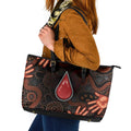 Australia Indigenous Leukemia Awareness Leather Tote Bag Aboriginal Dot Arts - Aussie Hoodie