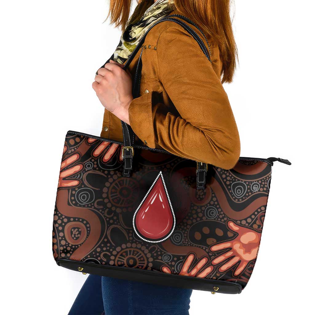 Australia Indigenous Leukemia Awareness Leather Tote Bag Aboriginal Dot Arts - Aussie Hoodie