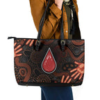 Australia Indigenous Leukemia Awareness Leather Tote Bag Aboriginal Dot Arts - Aussie Hoodie