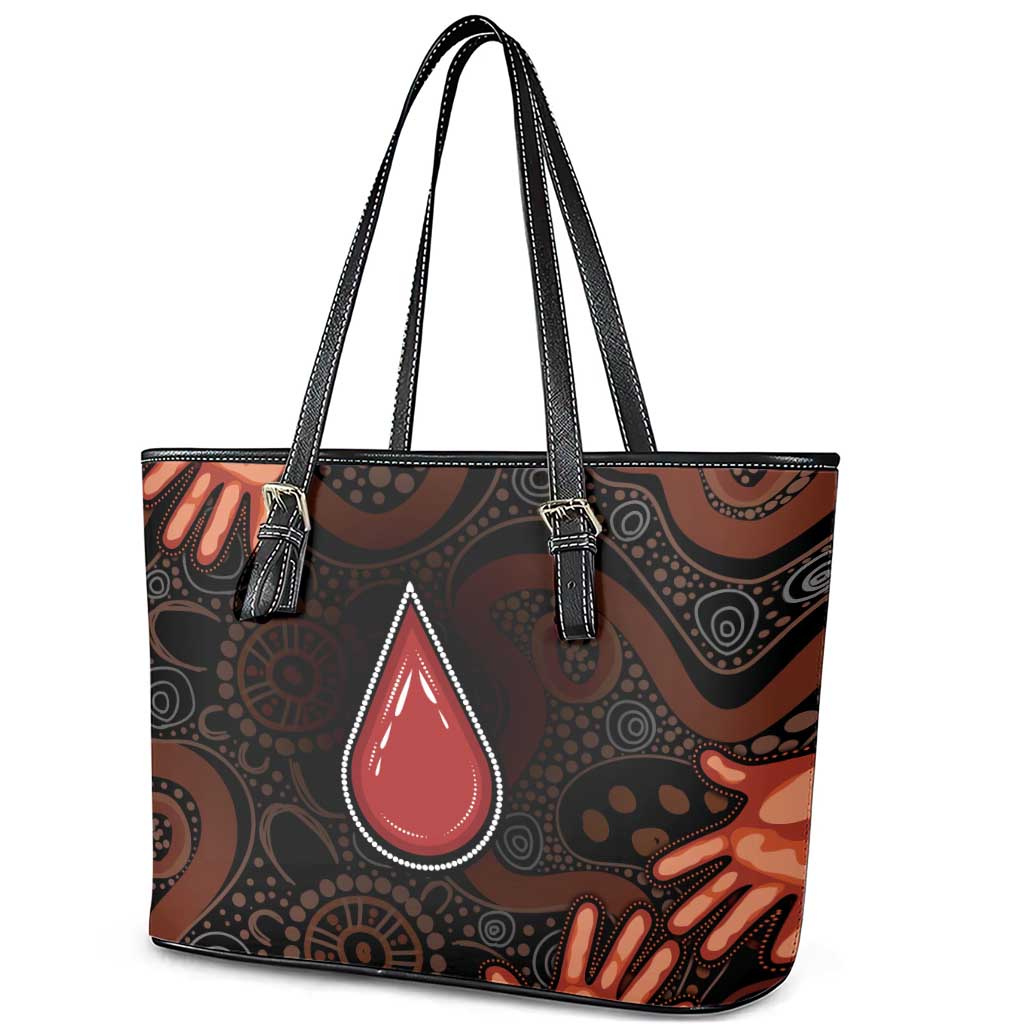 Australia Indigenous Leukemia Awareness Leather Tote Bag Aboriginal Dot Arts - Aussie Hoodie
