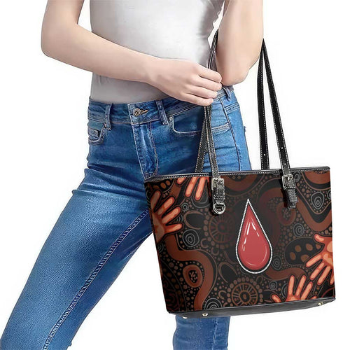 Australia Indigenous Leukemia Awareness Leather Tote Bag Aboriginal Dot Arts - Aussie Hoodie