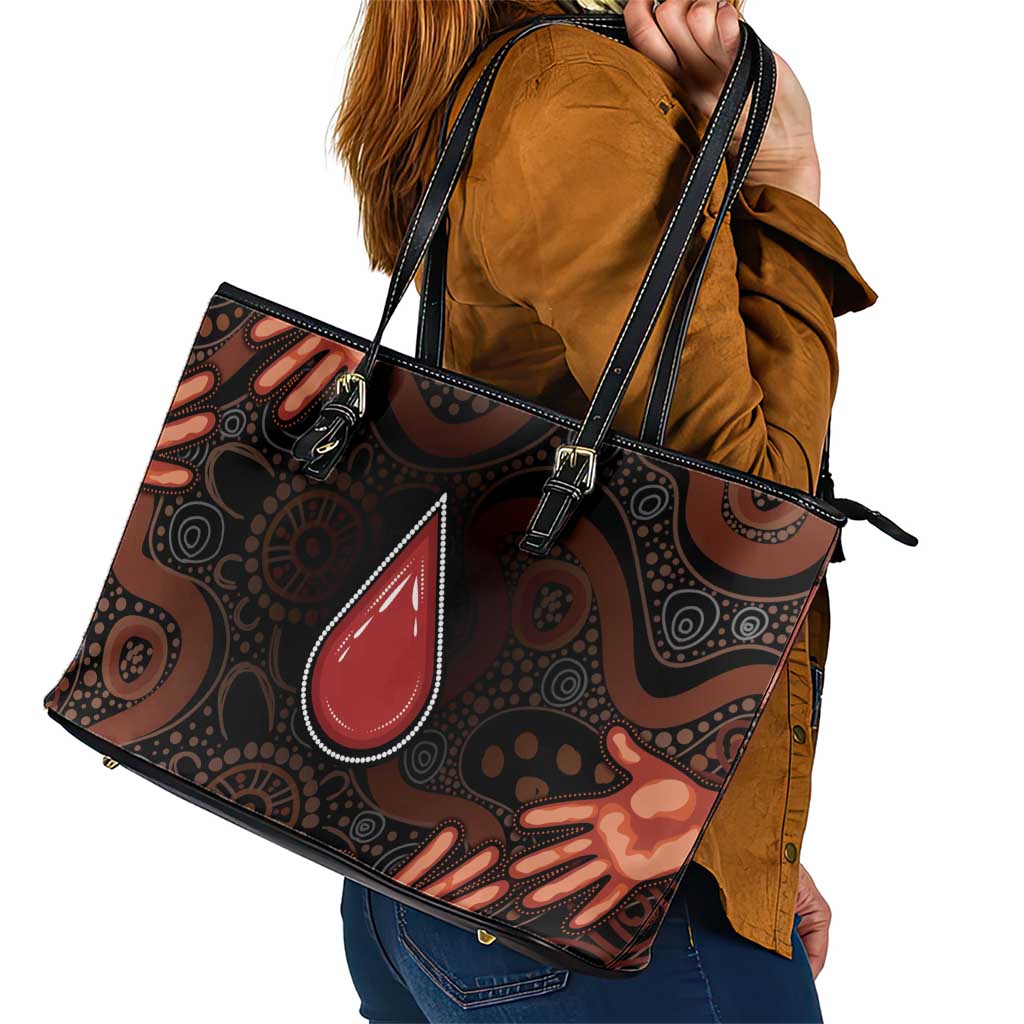 Australia Indigenous Leukemia Awareness Leather Tote Bag Aboriginal Dot Arts - Aussie Hoodie
