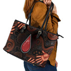 Australia Indigenous Leukemia Awareness Leather Tote Bag Aboriginal Dot Arts - Aussie Hoodie
