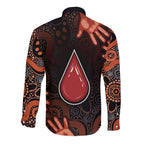 Australia Indigenous Leukemia Awareness Long Sleeve Button Shirt Aboriginal Dot Arts - Aussie Hoodie