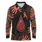 Australia Indigenous Leukemia Awareness Long Sleeve Polo Shirt Aboriginal Dot Arts - Aussie Hoodie