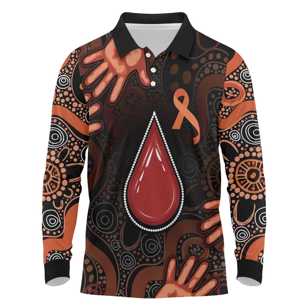Australia Indigenous Leukemia Awareness Long Sleeve Polo Shirt Aboriginal Dot Arts - Aussie Hoodie