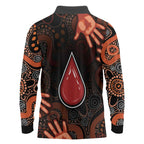 Australia Indigenous Leukemia Awareness Long Sleeve Polo Shirt Aboriginal Dot Arts - Aussie Hoodie