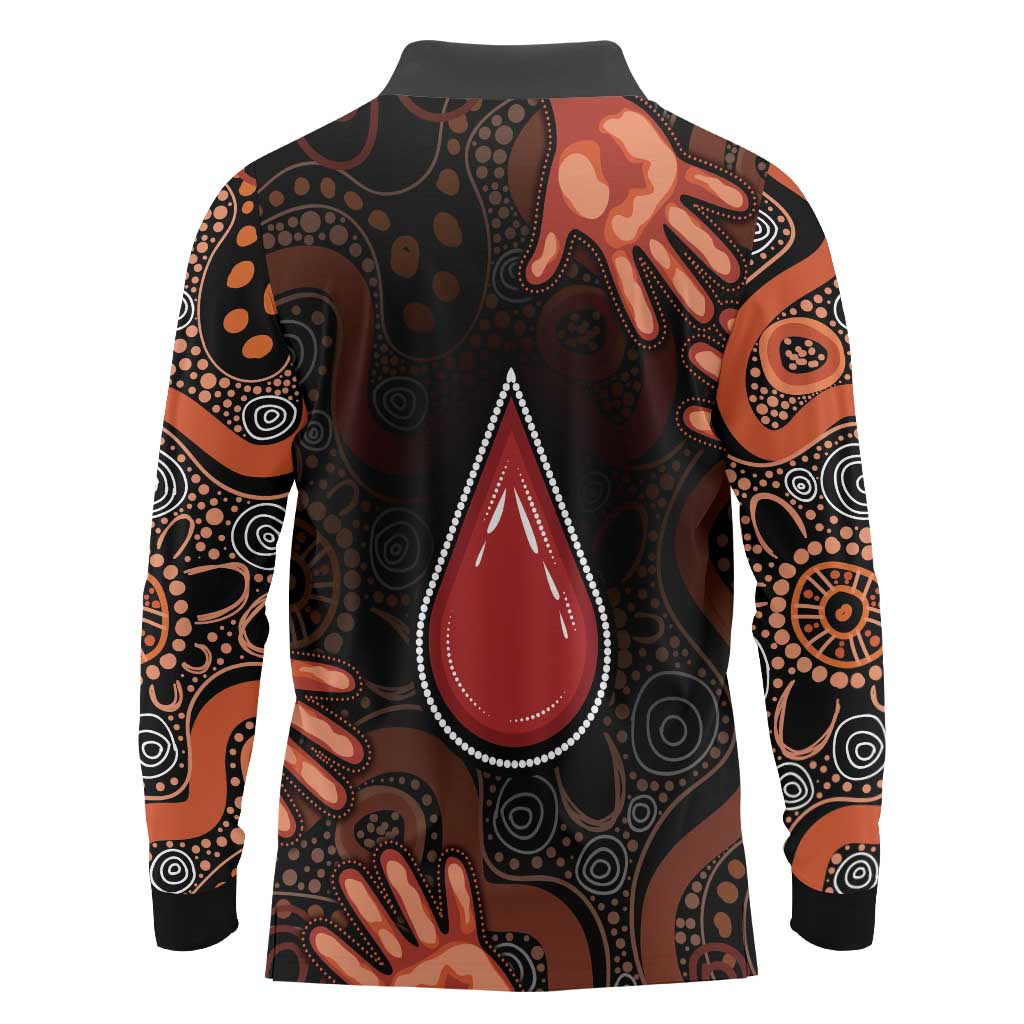 Australia Indigenous Leukemia Awareness Long Sleeve Polo Shirt Aboriginal Dot Arts - Aussie Hoodie
