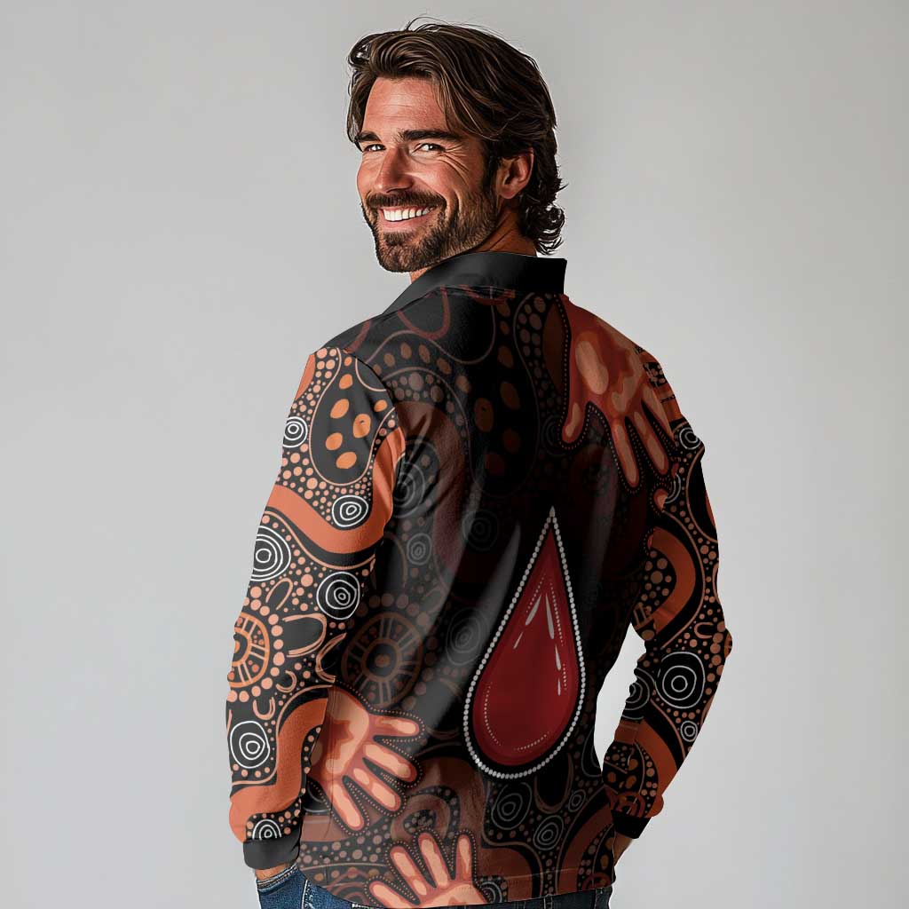 Australia Indigenous Leukemia Awareness Long Sleeve Polo Shirt Aboriginal Dot Arts - Aussie Hoodie