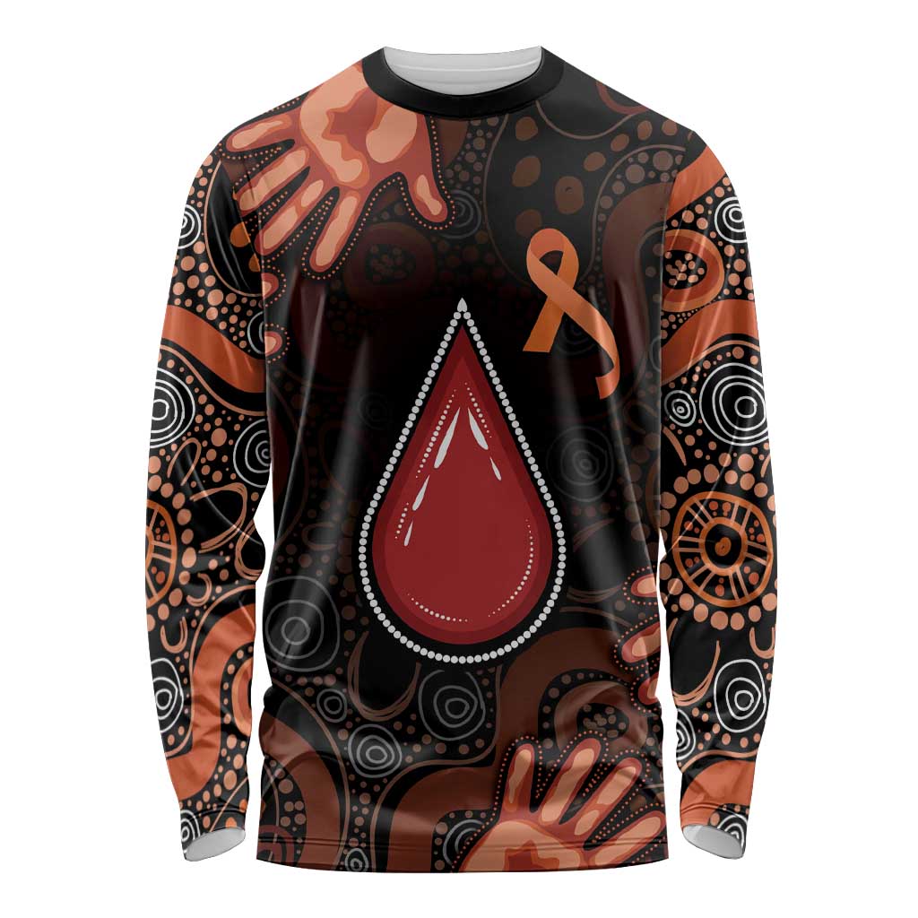 Australia Indigenous Leukemia Awareness Long Sleeve Shirt Aboriginal Dot Arts - Aussie Hoodie