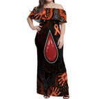 Australia Indigenous Leukemia Awareness Off Shoulder Maxi Dress Aboriginal Dot Arts - Aussie Hoodie