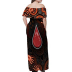 Australia Indigenous Leukemia Awareness Off Shoulder Maxi Dress Aboriginal Dot Arts - Aussie Hoodie
